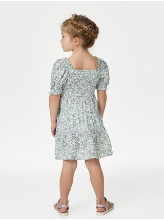 Modro-krémové holčičí květované šaty Mini Me Marks & Spencer   