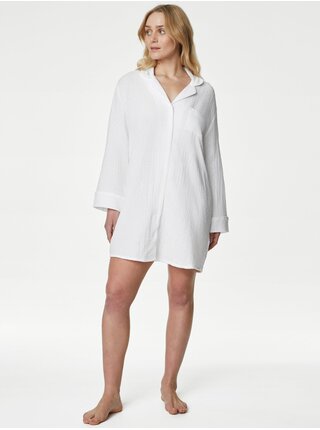 Bílá dámská mušelínová noční košile Marks & Spencer  
