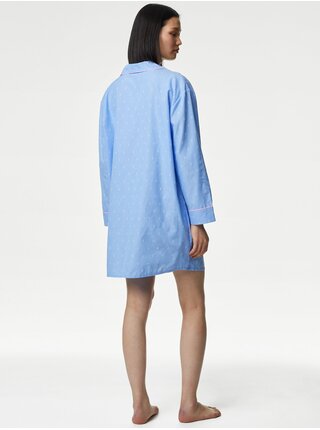 Modrá dámska vzorovaná nočná košeľa Marks & Spencer