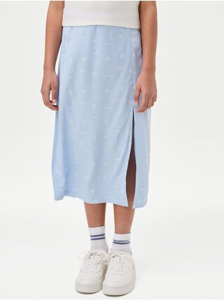 Světle modrá holčičí květovaná midi sukně Marks & Spencer 