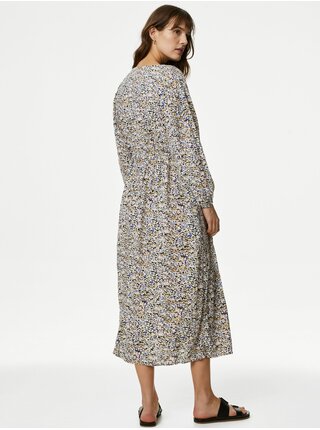 Černo-krémové dámské vzorované midi šaty Marks & Spencer 