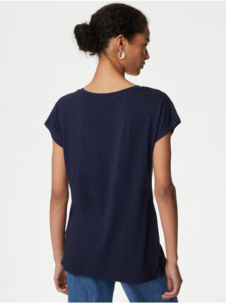 Tmavě modré dámské volné basic tričko Marks & Spencer 