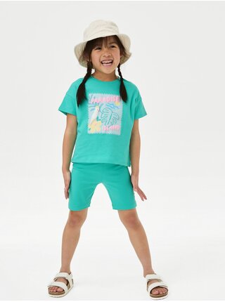 Tyrkysové holčičí tričko s potiskem Marks & Spencer 