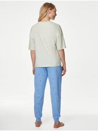 Krémovo-modré dámské pyžamo s motivem melounů Marks & Spencer 