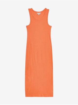 Oranžové dámske rebrované midi šaty Marks & Spencer