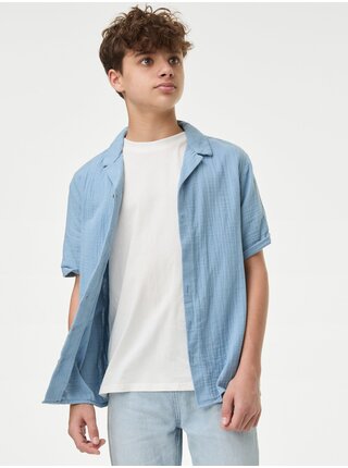 Sada klučičího trička v bílé barvě a košile ve světle modré barvě Marks & Spencer