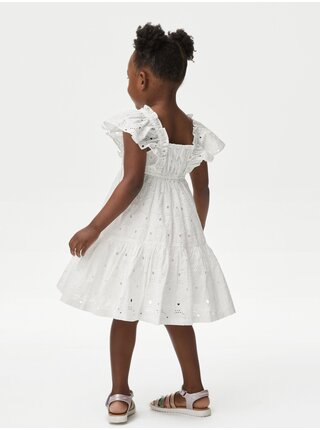 Krémové holčičí šaty s volánky Marks & Spencer 