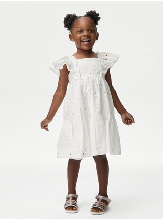 Krémové dievčenské šaty s volánikmi Marks & Spencer
