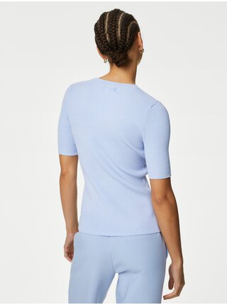 Světle modrý dámský svetr s krátkým rukávem Marks & Spencer 