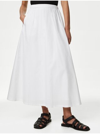 Bílá dámská plisovaná midi sukně Marks & Spencer 