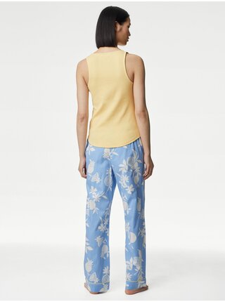 Žluto-modrá dámská vzorovaná pyžamová souprava Marks & Spencer  