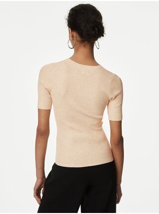Béžový dámsky sveter s krátkym rukávom Marks & Spencer