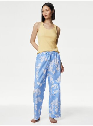 Žluto-modrá dámská vzorovaná pyžamová souprava Marks & Spencer  