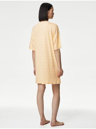 Žlutá dámská pruhovaná noční košile Marks & Spencer   