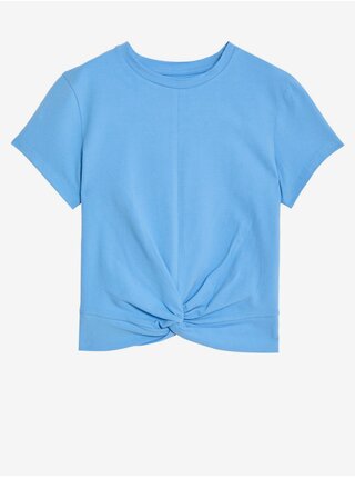 Modré dievčenské tričko s prekrížením vpredu Marks & Spencer