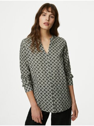 Černo-krémová dámská vzorovaná košile Marks & Spencer  