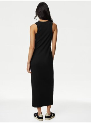 Čierne dámske rebrované midi šaty Marks & Spencer