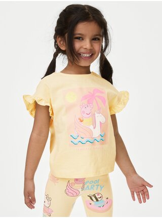 Žlté dievčenské tričko s motivom prasiatko Peppa Marks & Spencer