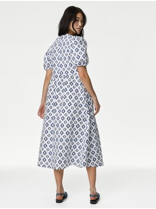 Modro-biele dámske vzorované šaty Marks & Spencer