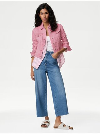 Růžová dámská džínová bunda Marks & Spencer   