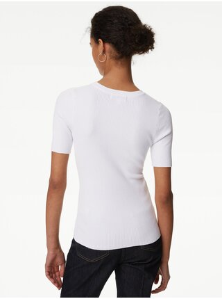 Biely dámsky sveter s krátkym rukávom Marks & Spencer