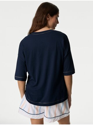 Bílo-modré dámské krátké pyžamo Marks & Spencer 