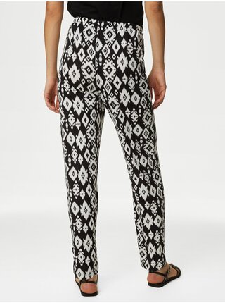 Bielo-čierne dámske vzorované džersejové nohavice Marks & Spencer