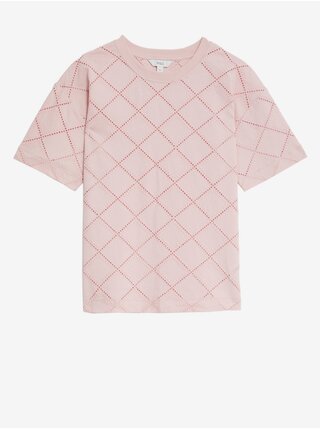 Ružové dámske tričko s výšivkou a vysokým podielom bavlny Marks & Spencer