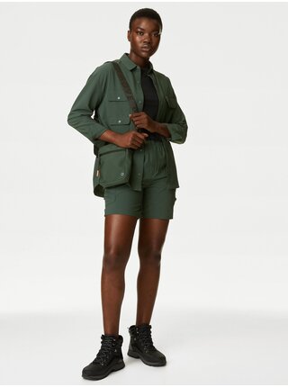 Zelená dámska dlhá vychádzková košeľa voľného strihu s textúrou Marks & Spencer