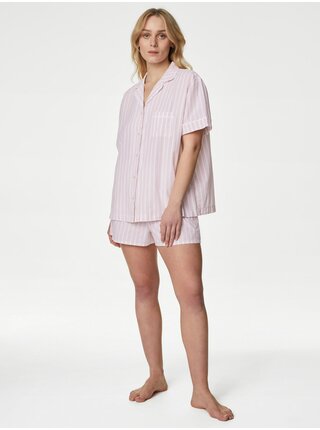 Růžové dámské pruhované pyžamo s úpravou Cool Comfort™ Marks & Spencer