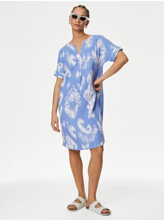 Bílo-modré dámské vzorované šaty Marks & Spencer 