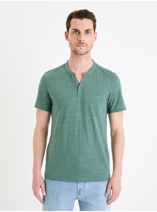 Zelené pánské tričko s knoflíky Celio Cegeti