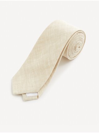 Béžová lněná kravata Celio Gitielin