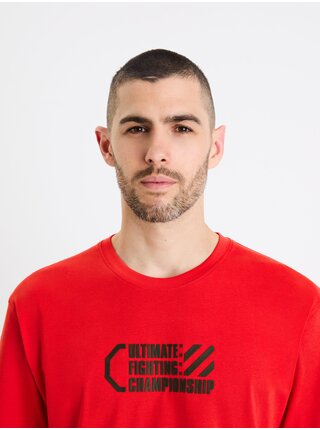 Červené pánske tričko s potlačou Celio UFC