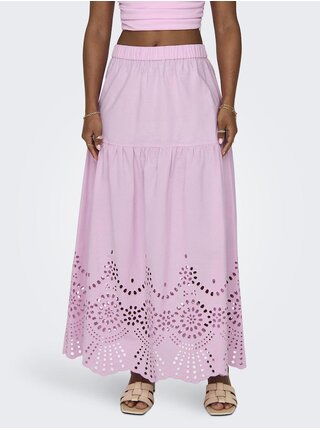 Světle růžová dámská maxi sukně ONLY Roxanne