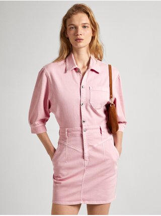 Růžové dámské džínové šaty Pepe Jeans Gracie