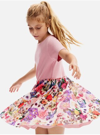 Růžové holčičí květované šaty Desigual Aixa