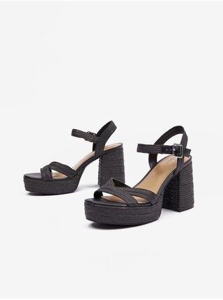 Černé dámské sandály na podpatku ORSAY