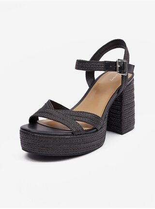Černé dámské sandály na podpatku ORSAY