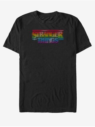 Čierne unisex tričko Netflix Shiny ST Logo
