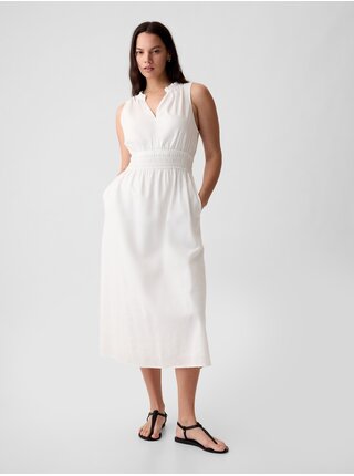 Biele dámske ľanové maxi šaty GAP