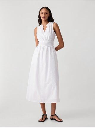 Bílé dámské lněné maxi šaty GAP