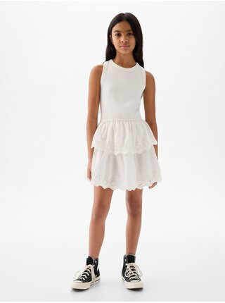 Biele dievčenské krajkové šaty GAP