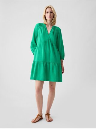 Zelené dámske mušelínové mini šaty GAP