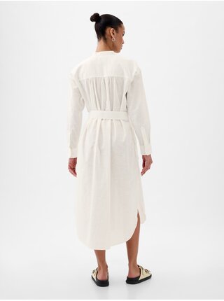 Bílé dámské lněné midi šaty GAP