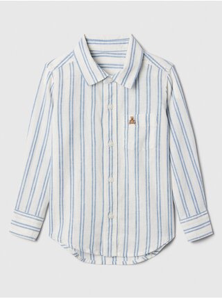 Bílo-modrá klučičí pruhovaná lněná košile GAP Brannan 