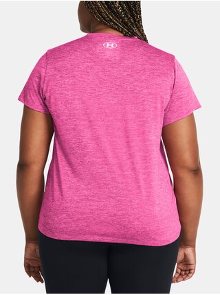 Růžové dámské žíhané tričko Under Armour Tech SSV- Twist