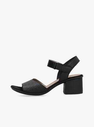Černé dámské kožené sandálky Rieker