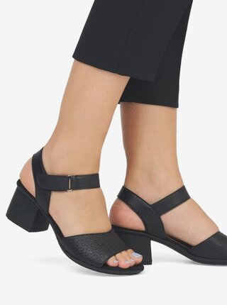 Černé dámské kožené sandálky Rieker