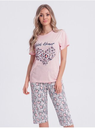 Světle růžové dámské vzorované pyžamo Edoti     